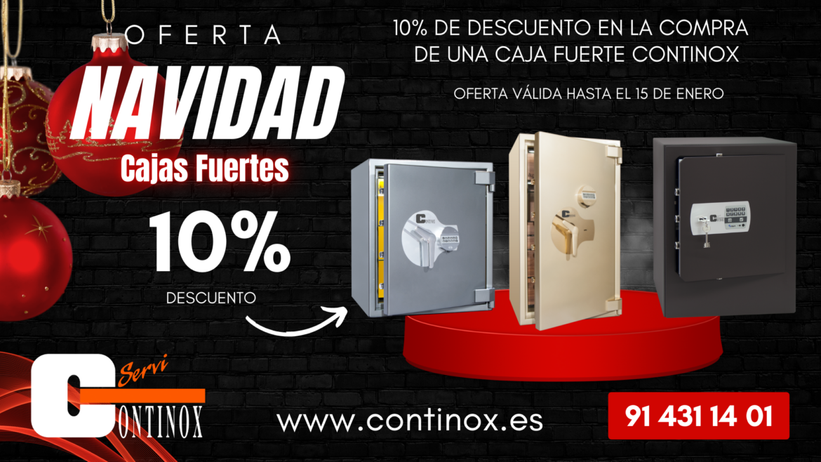 Descuento de Navidad 10% en Cajas Fuertes Continox